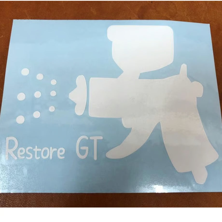 レストアGT　スプレーガンステッカー　白