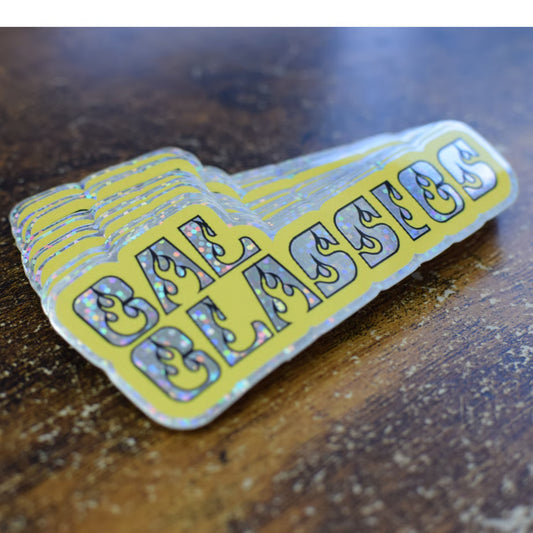 キャルクラシックス　ファイヤーパターン　グリッターステッカー　（イエロー）