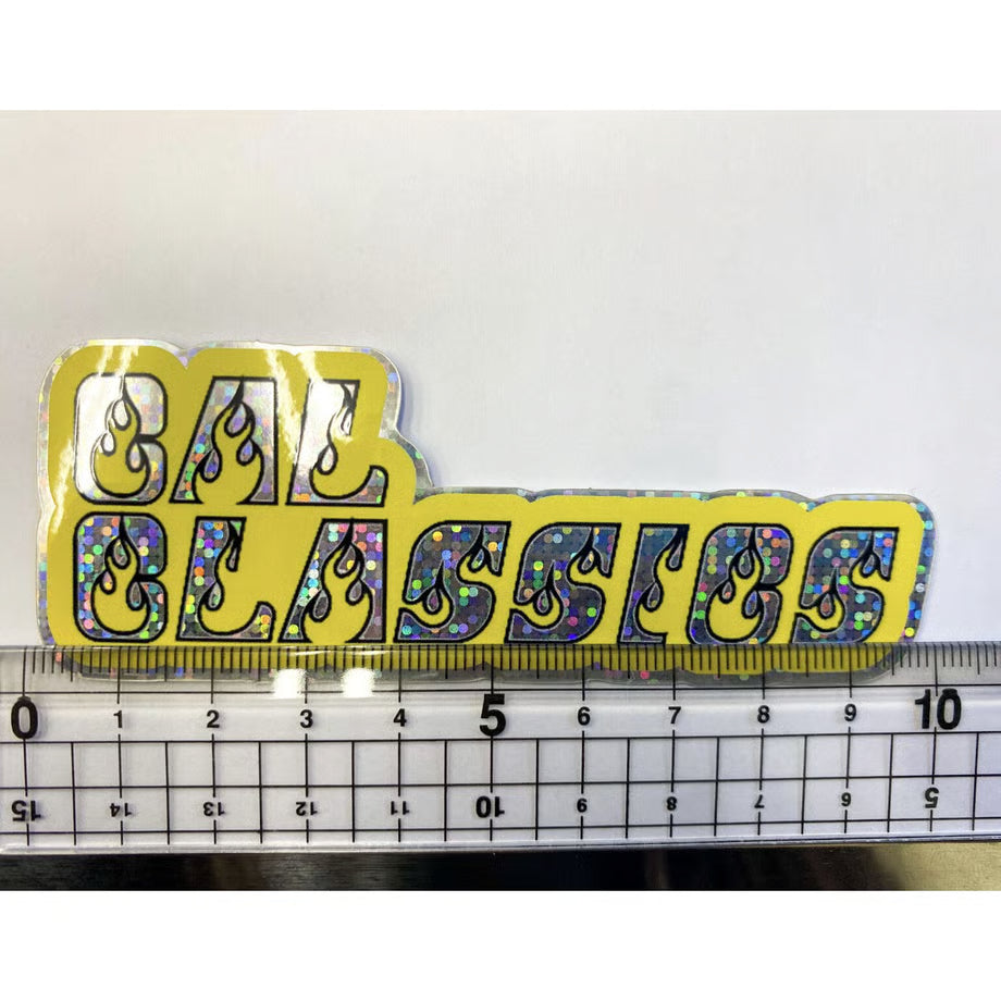 キャルクラシックス　ファイヤーパターン　グリッターステッカー　（イエロー）