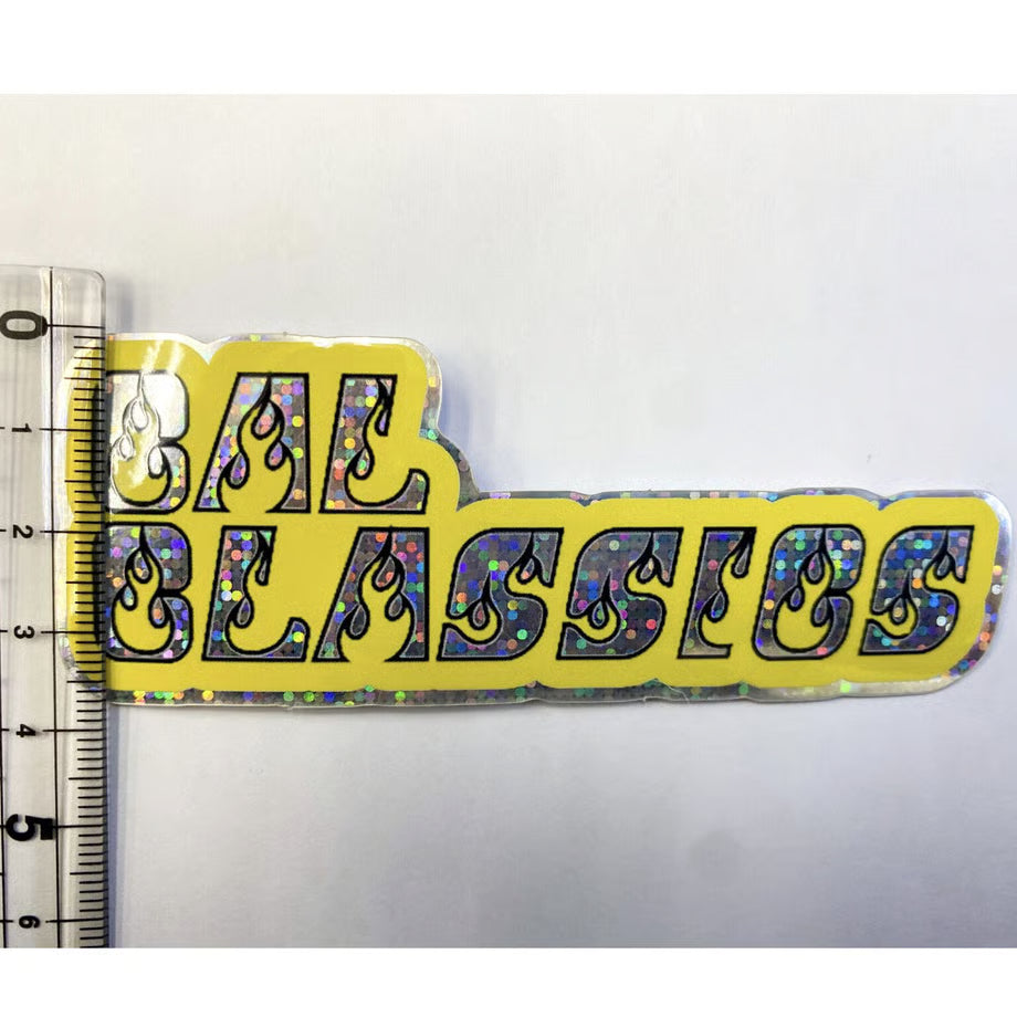 キャルクラシックス　ファイヤーパターン　グリッターステッカー　（イエロー）