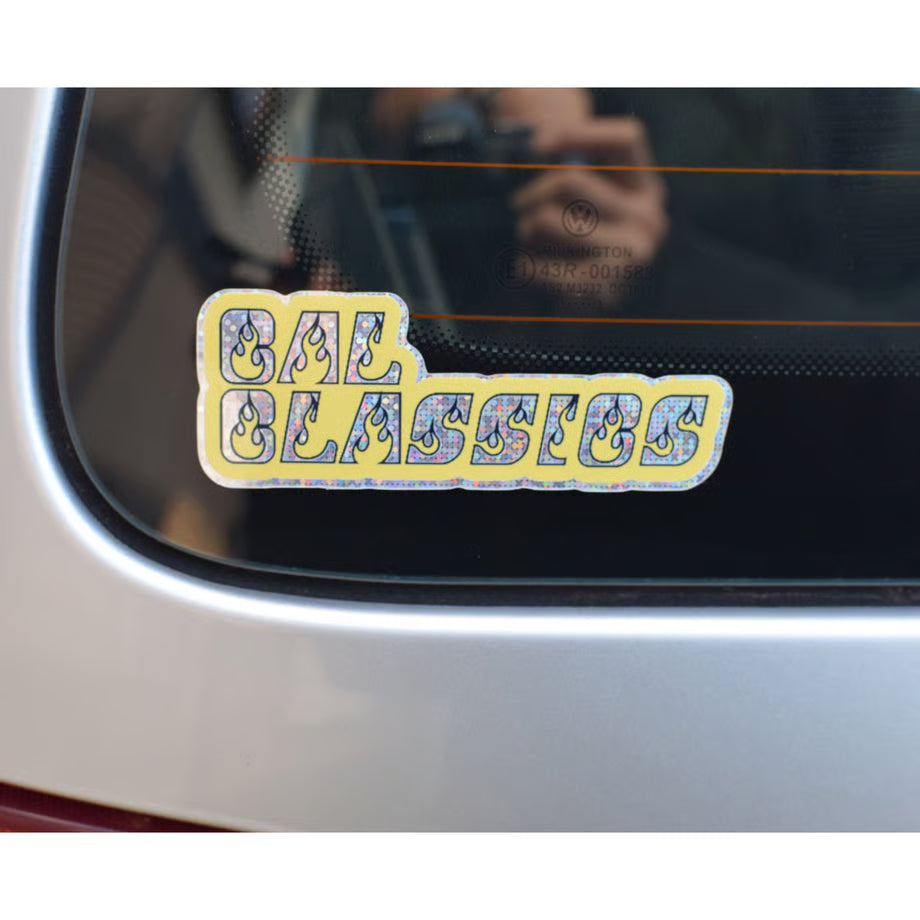 キャルクラシックス　ファイヤーパターン　グリッターステッカー　（イエロー）